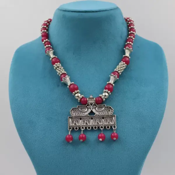 Necklace Dark Pink B#YG00000304 W - Image 4