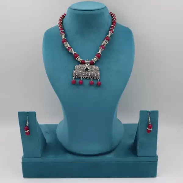 Necklace Dark Pink B#YG00000304 W - Image 2